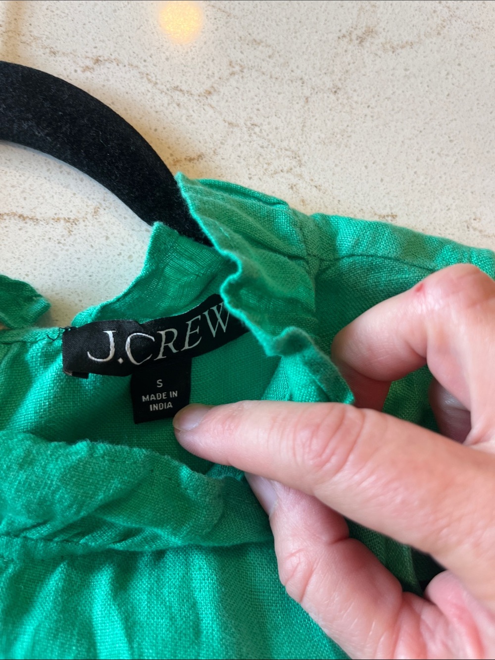 J. Crew Linen Emerald Ruffle Mock Neck Sleeveless Top - Picture 2 of 6